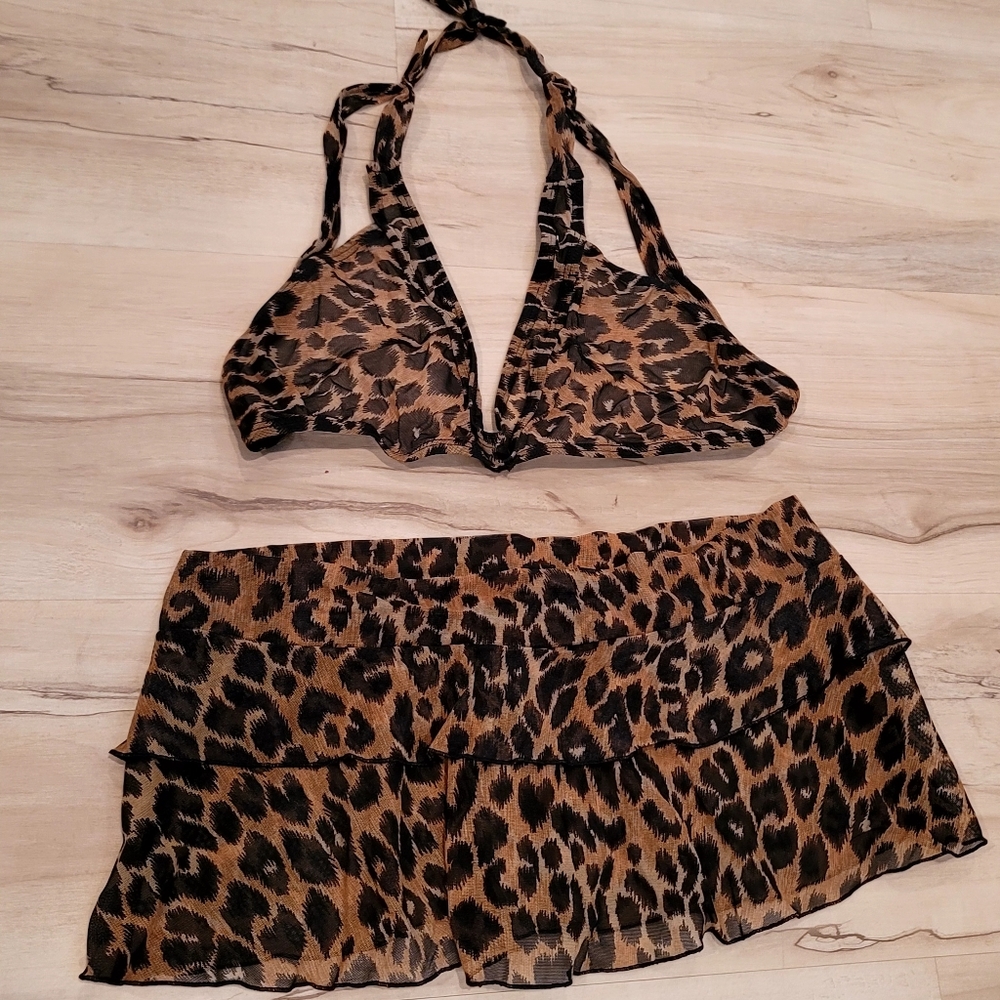 🔥 Dangerously Sexy! See-Through Animal Print Two-Piece- Y2K